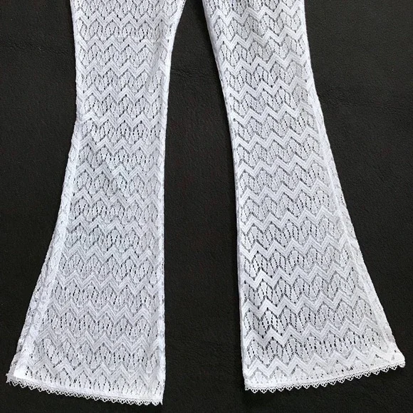 ❌SOLD❌ Miken Swim NWOT Sheer Crochet Swim Coverup Flare Pant Women XS - Picture 4 of 12